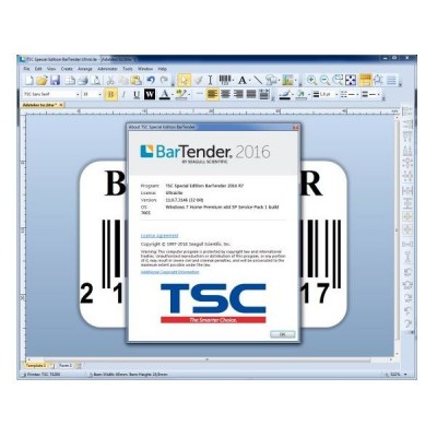 Lipdukų spausdinimo programa BarTender TSC UltraLite